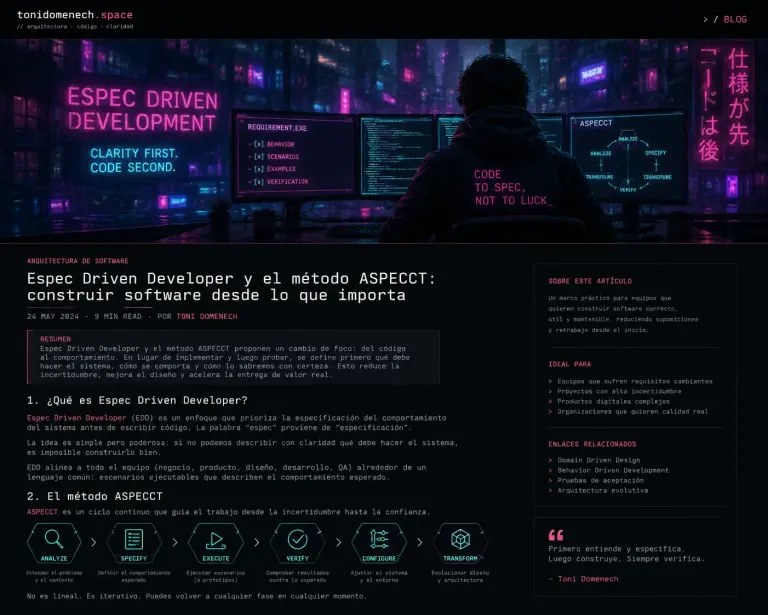 Spec-Driven Developer y el método ASPECCT: construir software desde la claridad